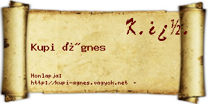 Kupi Ágnes névjegykártya